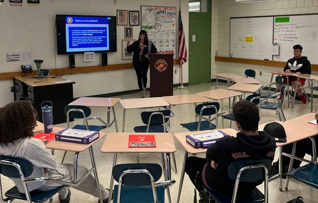 Salem High School Marine Corps JROTC Classroom work.