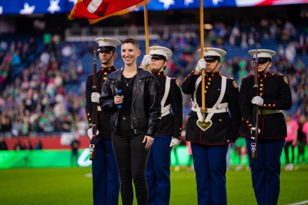 Salem High School JROTC Color Guard performs at Gillette Stadium